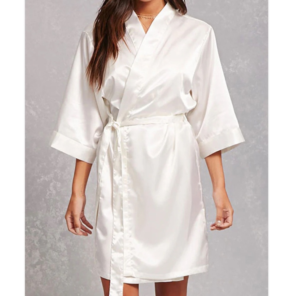 PRETTY ROBES Ivory Satin Bride Robe